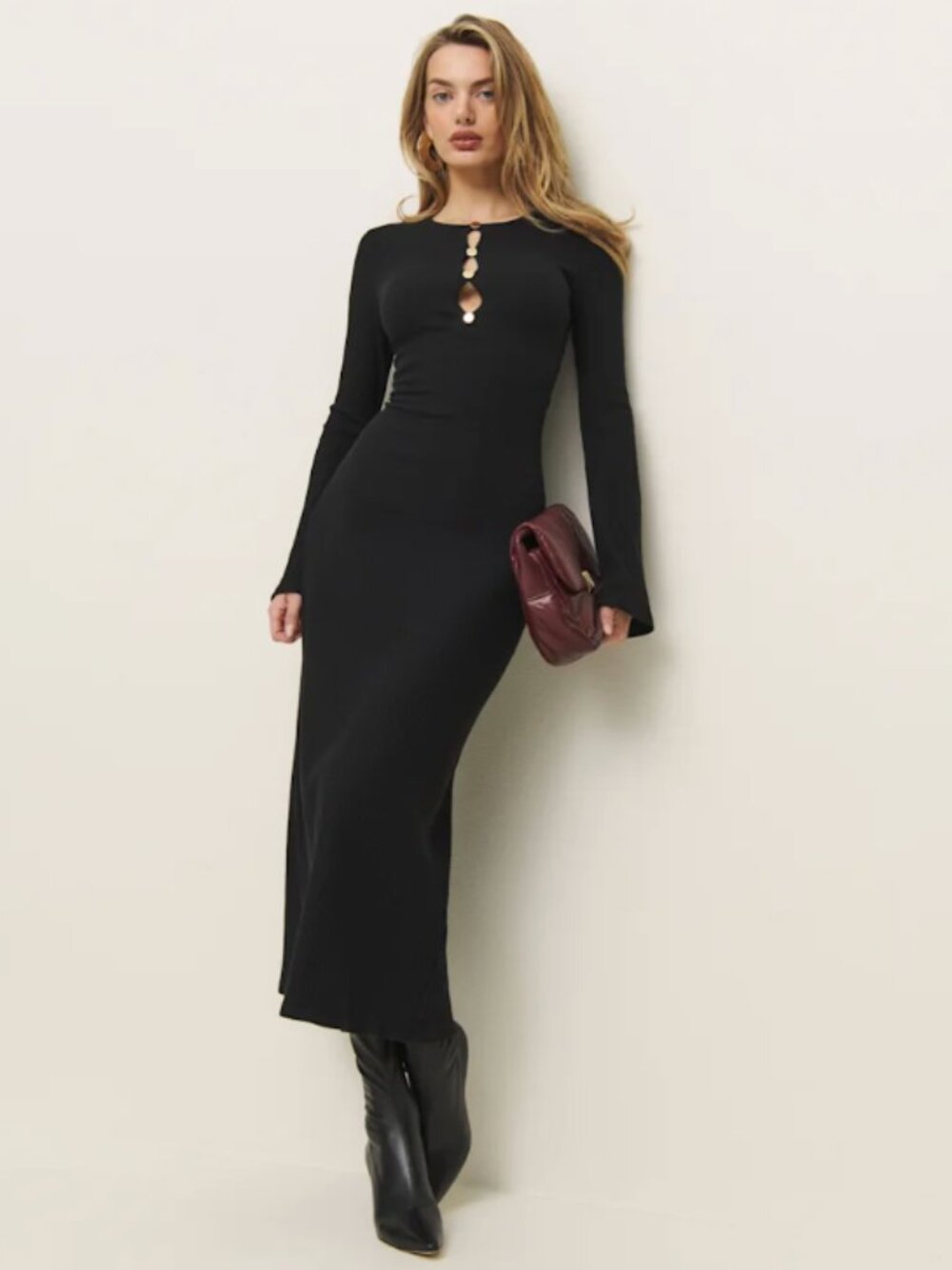 Reformation Hayden Knit Dress (Black)